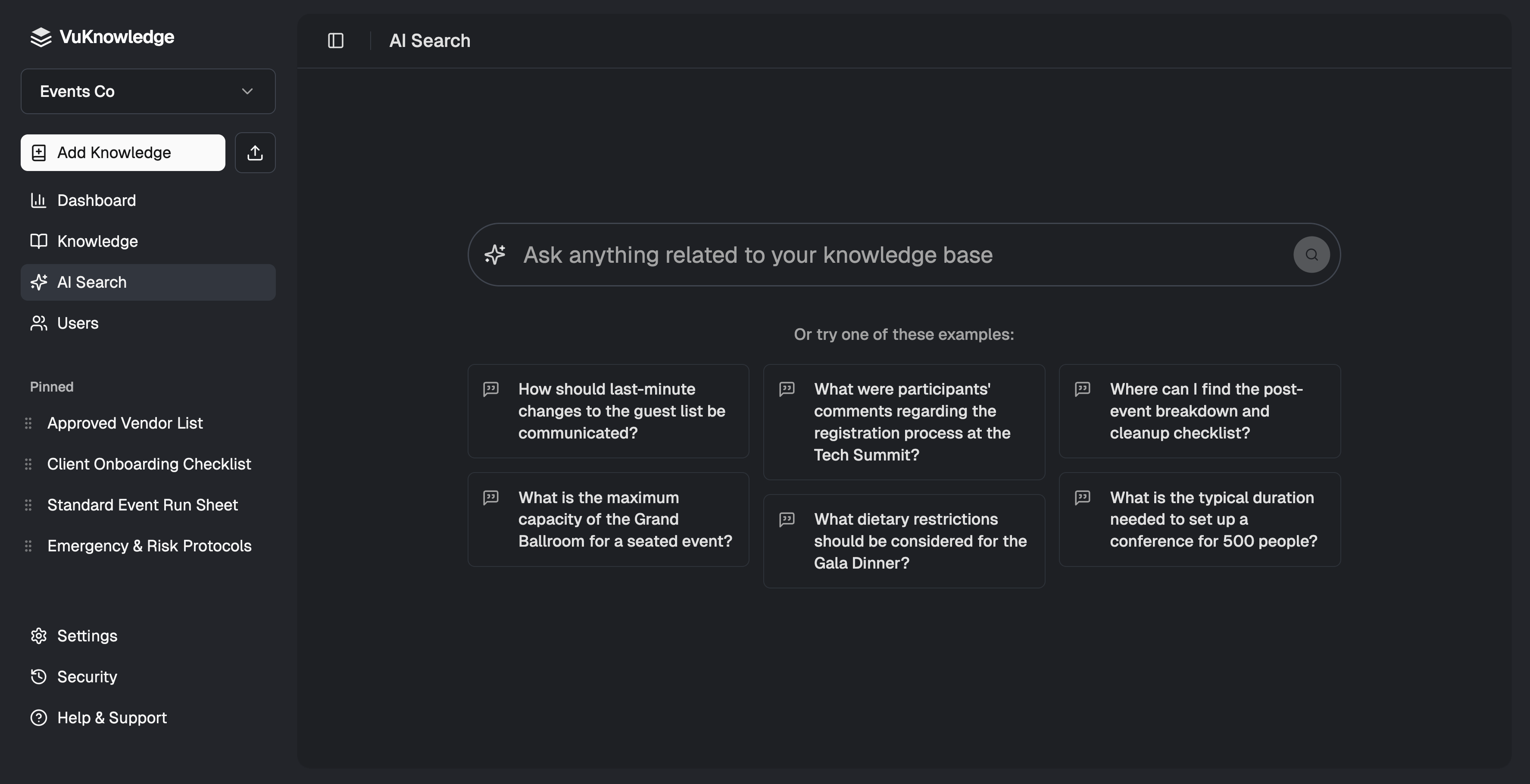 VuKnowledge Dashboard